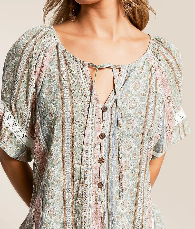 Floral Striped Henley
