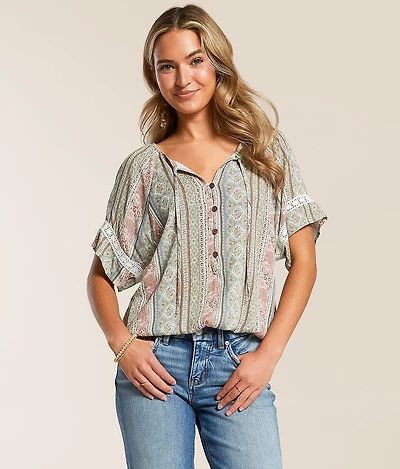 Daytrip Floral Striped Henley