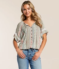 Daytrip Floral Striped Henley