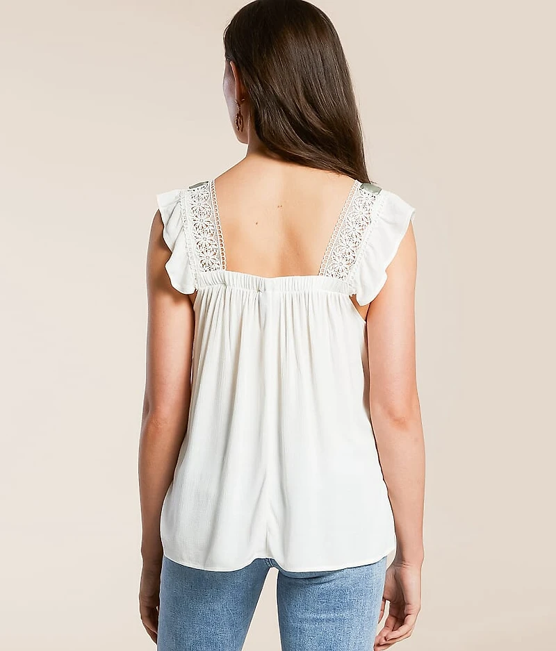 Satin Ribbon Flutter Tank Top