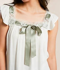 Satin Ribbon Flutter Tank Top
