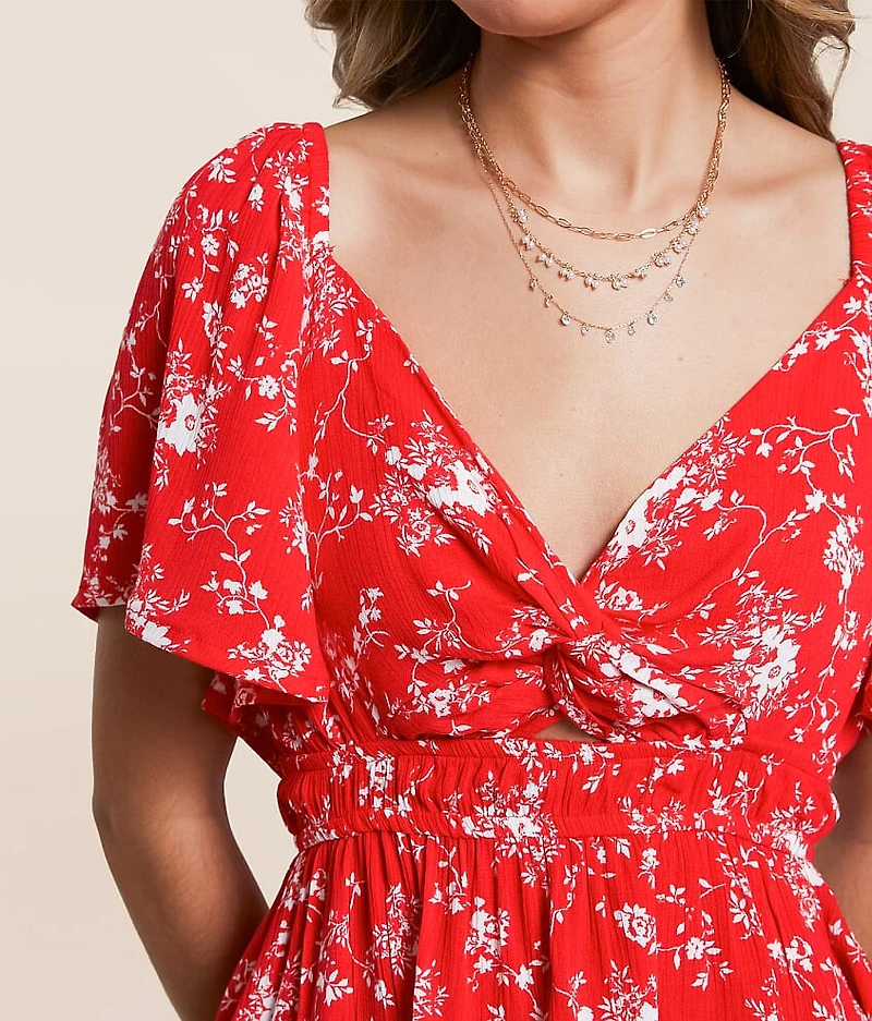 Floral Flutter Sleeve Top