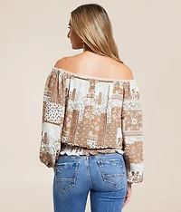 Patchwork Off The Shoulder Top