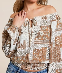Patchwork Off The Shoulder Top
