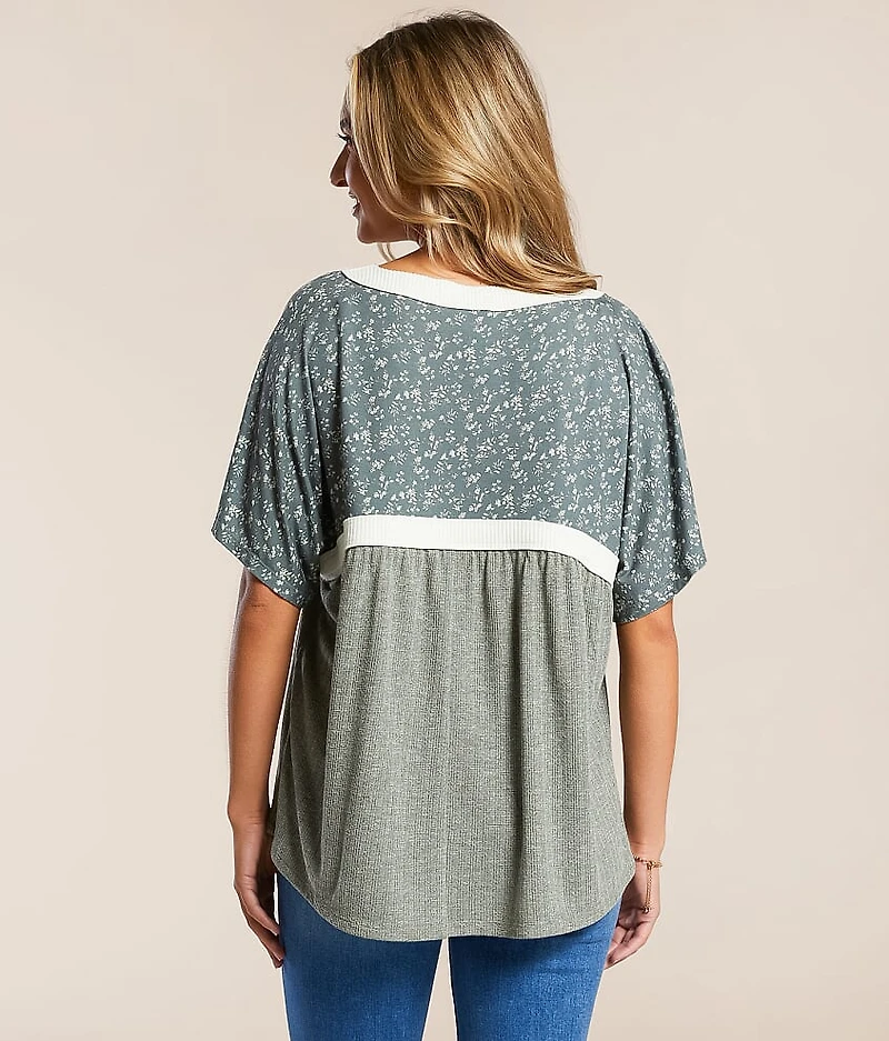 Pieced Floral Dolman Top