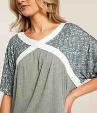 Pieced Floral Dolman Top