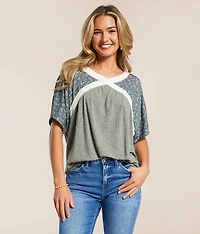 Pieced Floral Dolman Top