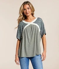 Pieced Floral Dolman Top