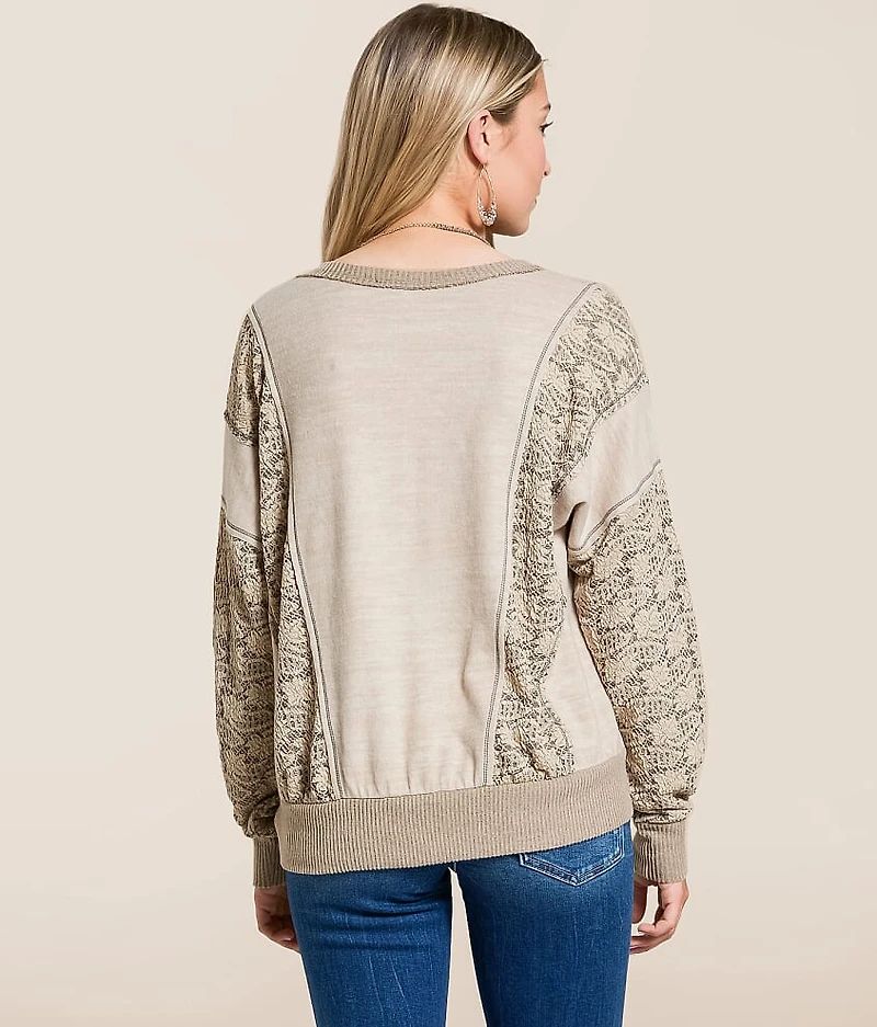 Pieced Floral Pullover