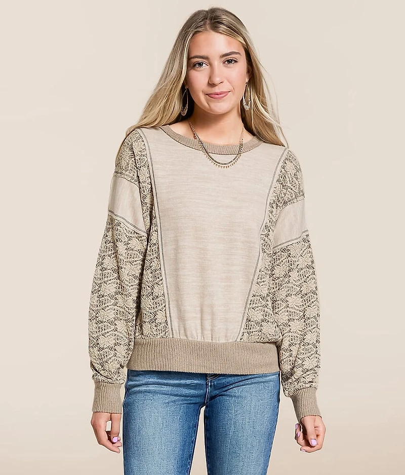 Pieced Floral Pullover