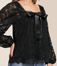 Satin Bow Lace Top