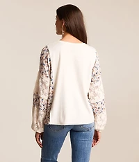 Pieced Floral Henley