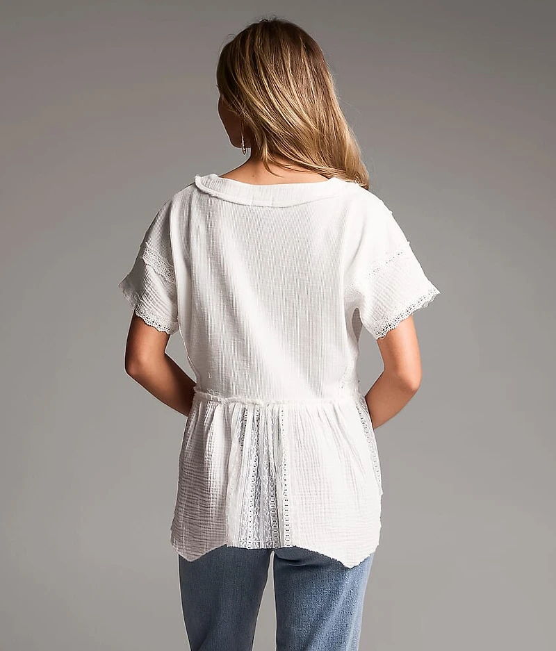 Crochet Lace Peplum Henley