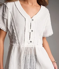 Crochet Lace Peplum Henley