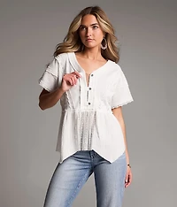 Crochet Lace Peplum Henley