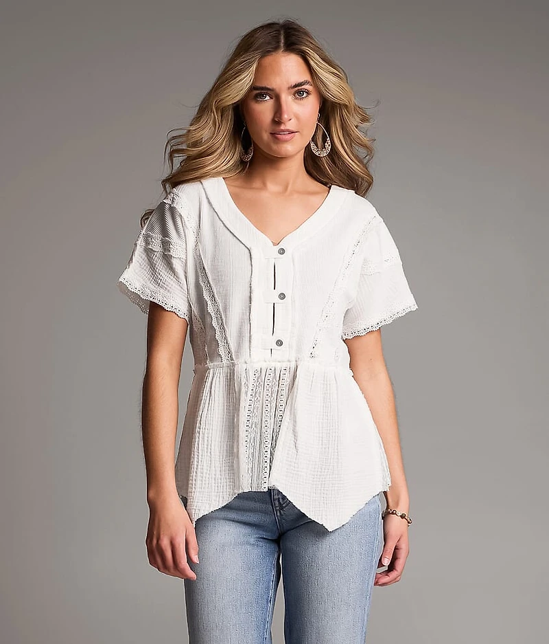 Crochet Lace Peplum Henley