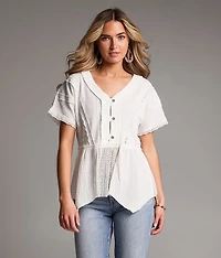 Crochet Lace Peplum Henley