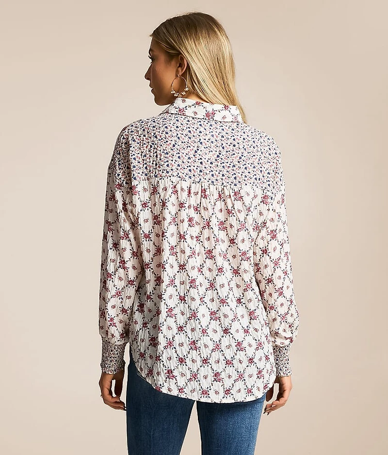 Crinkle Floral Oversized Blouse