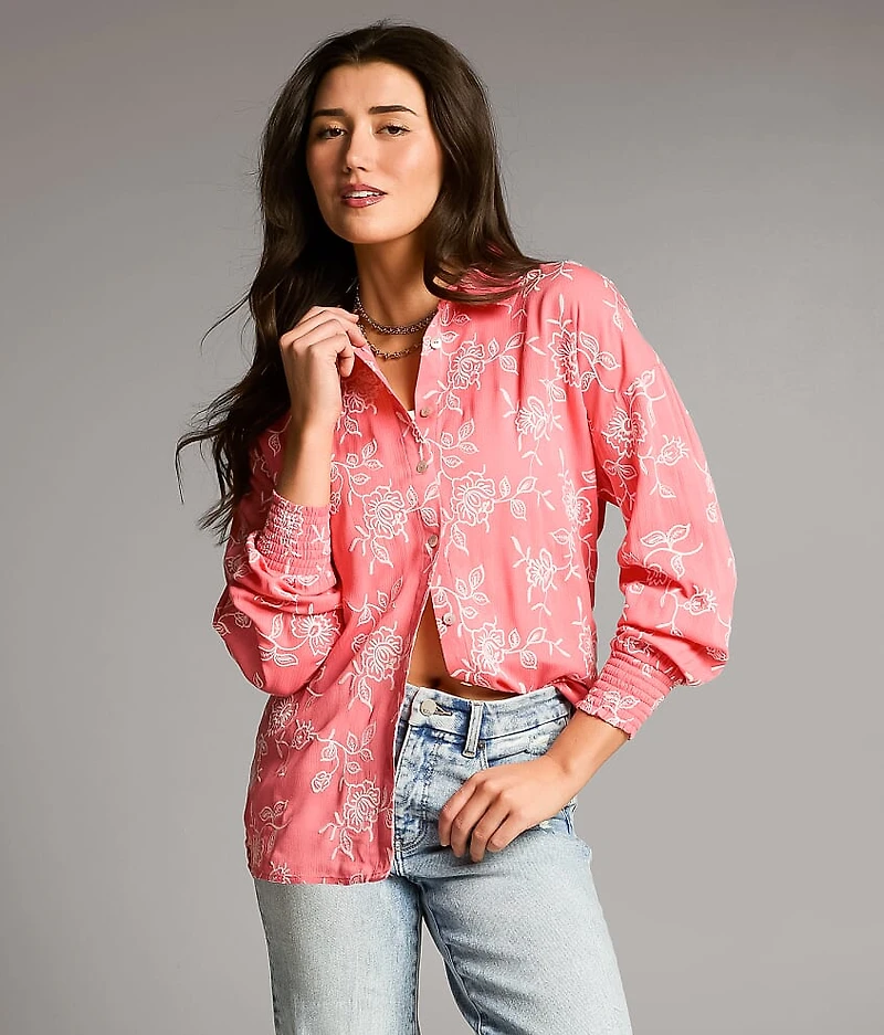 Embroidered Floral Oversized Blouse