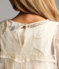 Embroidered Mesh Top