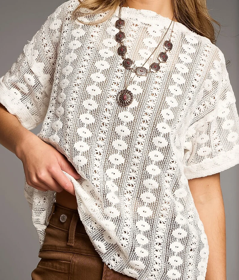 Floral Stitch Crochet Top