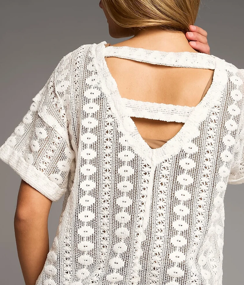 Floral Stitch Crochet Top