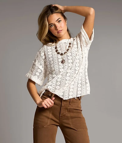 Floral Stitch Crochet Top