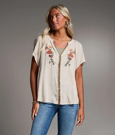 Embroidered Floral Top