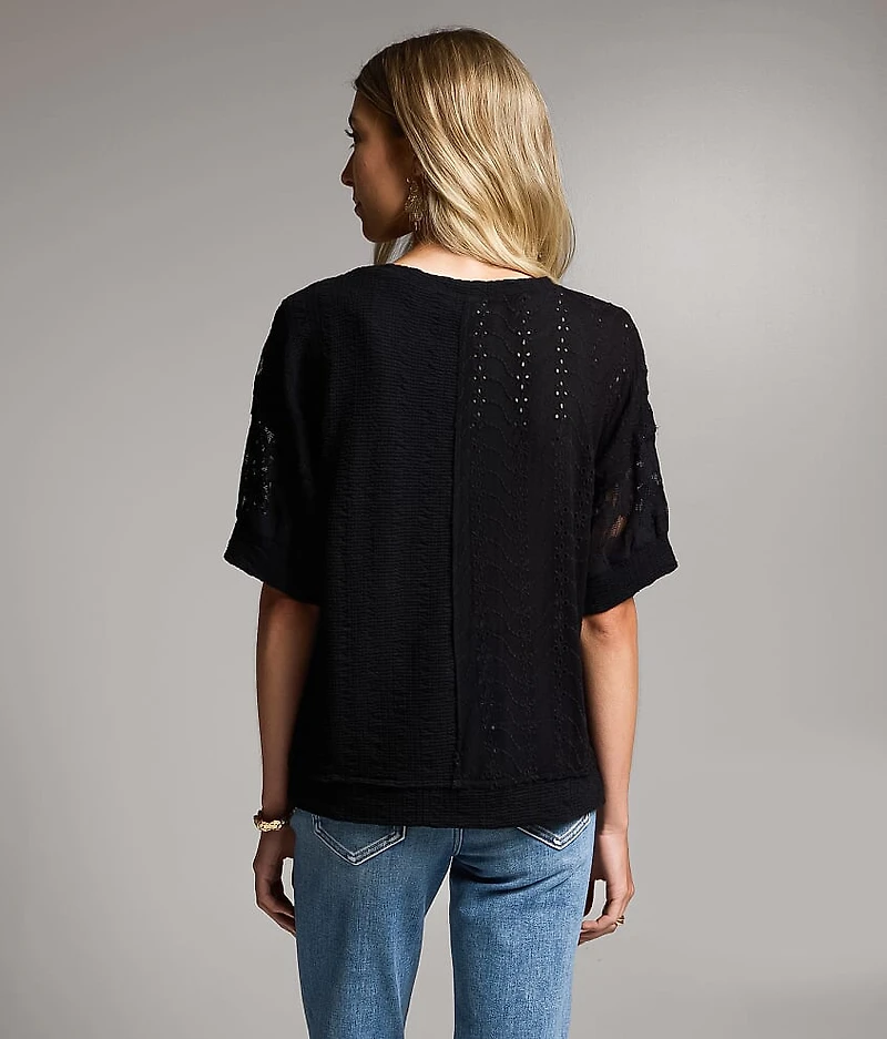 Pieced Lace Eyelet Top