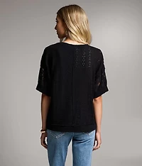 Pieced Lace Eyelet Top