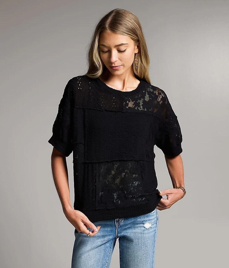 Pieced Lace Eyelet Top