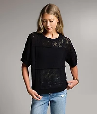 Pieced Lace Eyelet Top