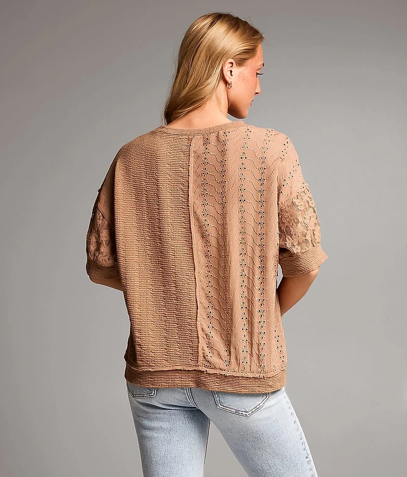 Pieced Lace Eyelet Top