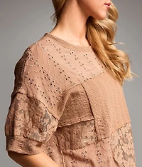 Pieced Lace Eyelet Top
