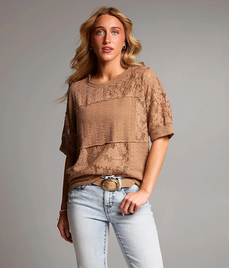 Pieced Lace Eyelet Top