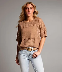Pieced Lace Eyelet Top