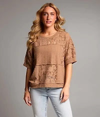 Pieced Lace Eyelet Top