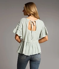 Ruffle Striped Peplum Top