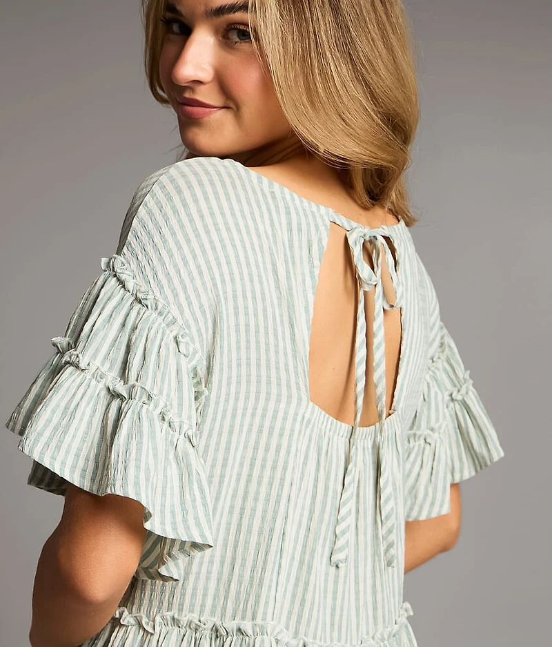 Ruffle Striped Peplum Top