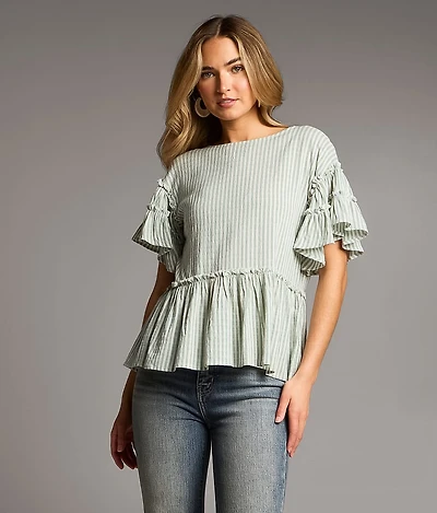 Ruffle Striped Peplum Top