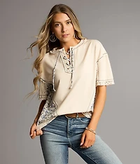Floral Lace-Up Top