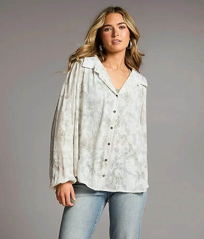 Floral Jaquard Blouse
