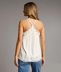 Embroidered Eyelet Tank Top