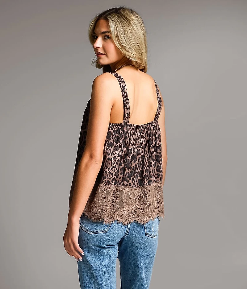Leopard Print Textured Tank Top