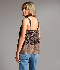Leopard Print Textured Tank Top