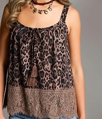 Leopard Print Textured Tank Top