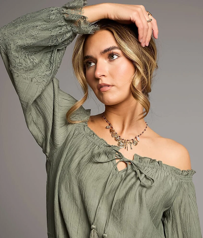 Off The Shoulder Crinkle Top