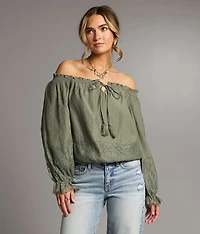 Off The Shoulder Crinkle Top