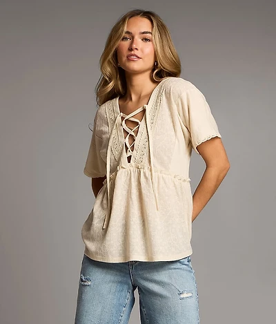 Crochet Lace-Up Top