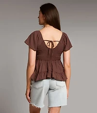 Floral Crinkle Knit Top